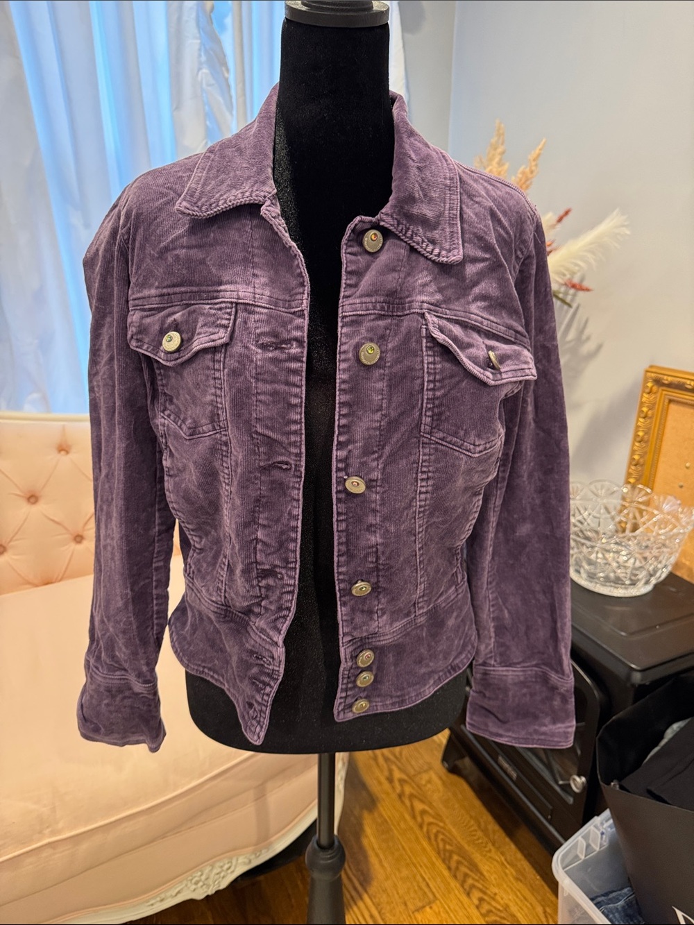 Bandolino Purple Corduroy Button-Up Jacket
